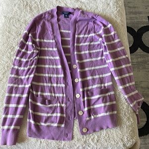 Purple striped cardigan